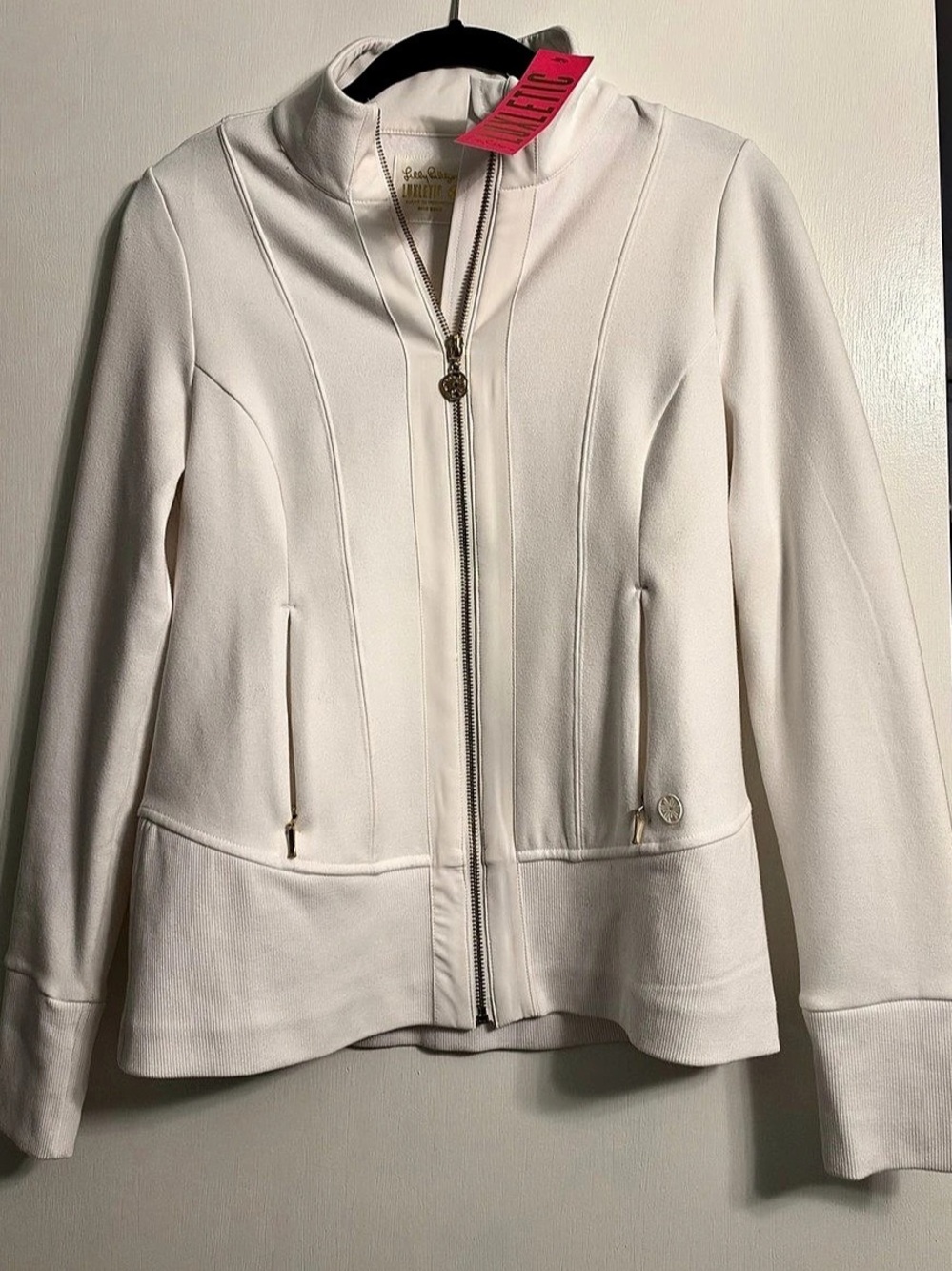 Lilly Pulitzer Al Fresco Jacket White Gold-Tone Zip XS